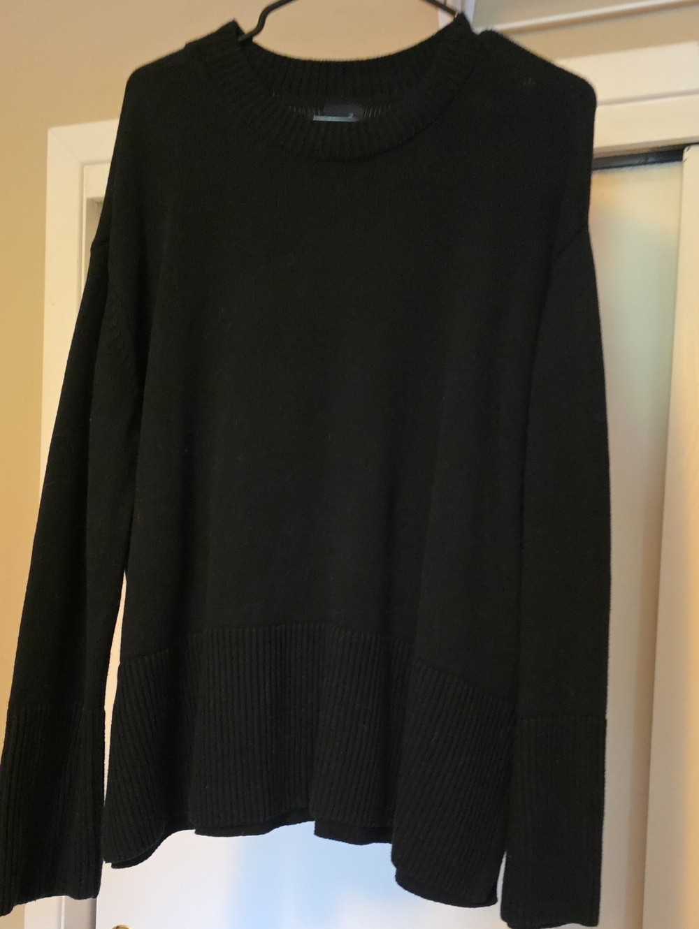 GAP Black Crew Sweater with Ribbed Hem